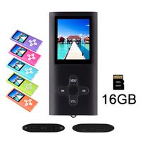 RHDTShop MP3 MP4 Player with a 16 GB Micro SD card, Support UP to 64GB TF Card, Portable Digital Music Player/Video/Voice recorder/FM Radio/E-Book Reader, Ultra Slim 1.7" LCD Screen, Black