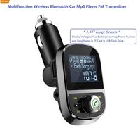 1.44"LCD Display Bluetooth FM Transmitter Car Mp3 Player USB Bluetooth Transmitter Wireless Bluetooth Aux Transmitter for Car with Hand-Free Calling/Music Player Support TF Card USB AUX I/O (Black)