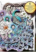 Punch Studio Set of 6 Small Die-Cut Embellished Dimensional Note Cards ~ Fancy Peacock 68713