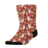 GLORY ART Cute Corgi Dogs Pizzas - Funny Colorful Pattern Dress Crew Socks,Athletic Cotton Socks Men Women