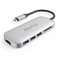 HooToo USB C Hub, 6-in-1 USB C Adapter (2019 Upgrade) with Power Delivery, 4K HDMI, 3 USB 3.0 for MacBook/Pro/Air and Type C Windows Laptops(Silver)