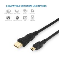 Mini USB Cable USB 2.0 Type A to Mini B Cable Male Cord for GoPro Hero 3+, Hero HD, PS3 Controller, Cell Phones, MP3 Players, Dash Cam, Digital Camera, SatNav, GPS Receiver, PDAs etc (15ft)