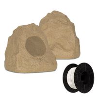 Theater Solutions 2R4S Outdoor Sandstone Rock 2 Speaker Set with Wire for Deck Pool Spa Patio Garden