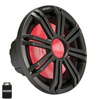 KICKER KMF124 12" Marine Subwoofer with LED Charcoal Grill 4 Ohm for Free Air Applications
