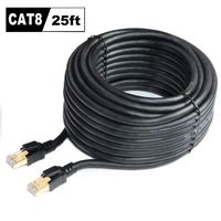 Ethernet Cable 25ft Cat 8,40Gbps 2000Mhz 26AWG High Speed Gigabit Internet Cable 25 feet (Fluke Certified) UKYEE Outdoor&Indoor SFTP RJ45 Network Cables for Switch/Router/Patch Modem Black