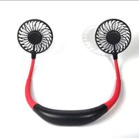 CliniqPro Portable Mini Neck Fan - Small Personal Cooling Device with Flexible Design - LED Light Double Wind Head - USB Rechargeable Battery - Portable, Lightweight Travel Neckband - Black/Red