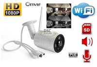 HD 1080P PoE Wireless Security Camera 180 Degree Fisheye Outdoor Bullet IP Camera Smart WiFi CCTV Security Camera with IR Night Vision,Two-Way Audio, Motion Detection, with 16GB SD Card Pre-Installed