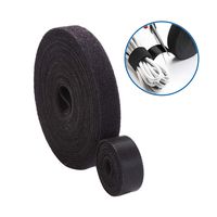 Reusable Fastening Tape Cable Ties Roll 3/5 Inch Double Side Hook Roll Hook and Loop Cord Management Wire Organizer Straps Black 12.6 Yard