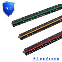 Sooez 12" Architectural Scale Ruler, Aluminum Color-Coded Grooves Triangular Scale Laser Etched Metal Triangular Architect Scale Ruler Solid Architecture Ruler, Black