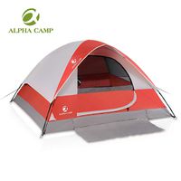 ALPHA CAMP 2-Person Camping Dome Tent with Carry Bag, Lightweight, Waterproof, Portable Backpacking for Outdoor Camping/Hiking/Beach, Red