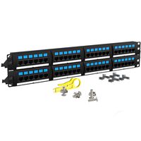 AMPCOM Supreme Series CAT6 48 Ports Patch Panel, Rack Mount - 2U, 19 inch, RJ45 Ethernet 568A 568B, 50u Gold Plated, with Rear Cable Management Bar