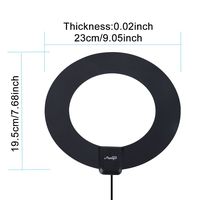 60 Miles Black Oval Ring TV Antenna, Prestige high Definition Indoor HDTV Antenna, 16.4ft Coax Cable