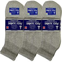 USBingoshop 3 Pairs Mens Physicians Approved Crew Ankle Diabetic Socks Cotton (V-3-PK-DAnkle-Gray)