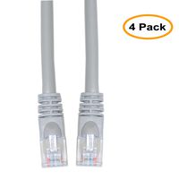 Cat6 Ethernet Crossover Cable, Snagless/Molded Boot, 3 Feet, Gray, Pack of 4 (ED757939)