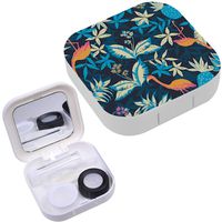 Portable Contact Lens Case Box Travel Kit Mirror + Bottle + Tweezers Container Holder [ Beautiful Artistic Graphical ]