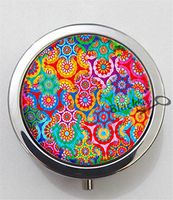 BlackKey Bohemian Pattern 3-Compartment Decorative Pocket Gift Box Case Organizer for Pill, Color 1-2071