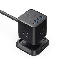 BESTEK Power Strip with USB, Vertical Cube Mountable Power Outlet Extender with 3 Outlets, 3 USB & 1 Type-C Ports, 5-Foot Extension Cord and Detachable Base for Easy Mounting