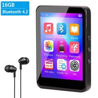 MP3 Player, Aomago 16GB MP3 Player with Bluetooth 4.2 Upgrade 2.8'' Touch Screen HiFi Lossless Sound Portable MP3 Music Player with FM Radio, Voice Recorder, E-Book, 128GB TF Card, Pedometer