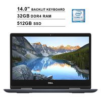 2019 Dell Inspiron 14 5482 14 Inch FHD 2-in-1 Touchscreen Laptop (Intel Core i7-8565U up to 4.6 GHz, 32GB RAM, 512GB SSD, Backlit Keyboard, Bluetooth, WiFi, HDMI, Windows 10, Grey) (Renewed)