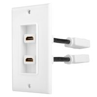 Dual Port HDMI Wall Plate with Strain Relief, White