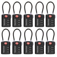 TSA Approved Luggage Locks, Travel Locks Which Also Work Great as Gym Locks, Toolbox Lock, Backpack and more, Black 10 Pack