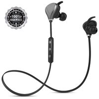 Bluetooth Headphones Running Headphones Compatible with iPhone KBTEL Best Wireless Sports Earphones w/Mic IPX4 Waterproof for Running Gym Workout 12 Hours Battery Life (Black Grey)