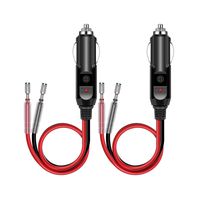 YONHAN 2-Pack 12V Fused Replacement Cigarette Lighter Male Plug with Leads & LED Light & Extension Cable