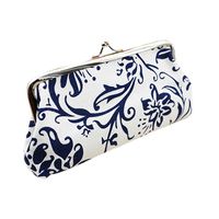 NEARTIME Women Wallet, Blue and White Pattern Card Holder Clutch Bag Handbag (White)