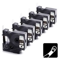5-Pack Replace DYMO 18053 Heat Shrink Labels 3/8" Tube Compatible with DYMO Rhino 4200 5200 Industrial Label Makers and DYMO LabelWriter, Black on White, 5 Feet