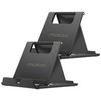 MoKo Phone/Tablet Stand, [2 Pack] Foldable Desktop Holder Fit iPhone 11 Pro Max/11 Pro/11, iPhone Xs/XS Max/XR/X, Galaxy Note 10 Plus 6.8", New iPad Air 3, Mini 5, Black