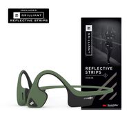 AfterShokz Air Open-Ear Wireless Bone Conduction Headphones with Brilliant Reflective Strips, Forest Green, AS650FG-BR