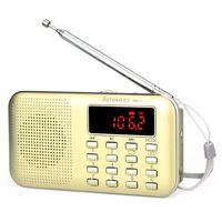 Retekess PR11 AM FM Radio Portable Rechargeable Transistor Radios Small with Headphone Jack MP3 Music Player Speaker Support Micro TF Card (Gold)