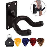 Guitar Wall Mount Hanger Hook Holder Stand Guitar Hangers Hooks for Acoustic Electric and Bass Guitars (1Pack-Black)