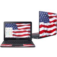 Mightyskins Skin Compatible with Samsung Chromebook 3 11.6" - American Flag | Protective, Durable, and Unique Vinyl Decal Wrap Cover | Easy to Apply, Remove, and Change Styles | Made in The USA