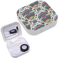 Portable Contact Lens Case Box Travel Kit Mirror + Bottle + Tweezers Container Holder [ Flying Balloon ]