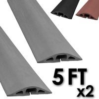 Electriduct D-2 Rubber Duct Cord Cover - Pack of 2X 5 Feet Pieces = 10 Feet Gray Floor Cable Protector