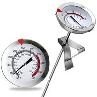 12" Mechanical Meat Thermometer Instant Read, Long Stem, Waterproof, No Battery Required, Stainless Steel Deep Fry Thermometer for Turkey, BBQ, Grill