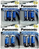 8Pc Size C Panasonic Batteries Super Heavy Duty Power Zinc Carbon
