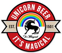 Unicorn Sticker Decal Funny Beer Rainbow Large 4" x 3.4" for Laptop Water Bottle