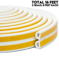 Keeping Fun Indoor Weather Stripping,Self Adhesive Foam Window Seal Strip for Doors and Windows Soundproofing Weatherstrip Gap Blocker,7/20-Inch x 6/25-Inch x 8-Feet,White (2 Seals)