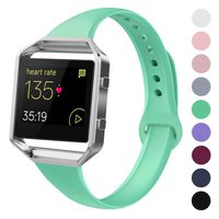 Acrbiutu Bands Compatible with Fitbit Blaze, Slim Thin Narrow Replacement Silicone Sport Accessory Strap Wristband with Metal Frame Compatible for Fitbit Blaze Women Men