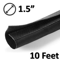 Electriduct 1.5" Hook and Loop Nylon Fast Wrap Sleeve Cable Management - 10 Feet - Black