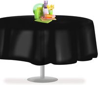 Black 84" Round 6 Pack Premium Disposable Plastic Tablecloth 84 Inch Round Table Cover By Grandipity
