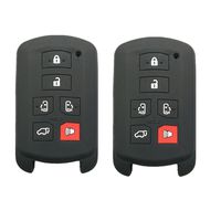 WFMJ 2Pcs Black Silicone Smart 6 Buttons Remote Key Chain Cover for 2011-2017 Toyota Sienna