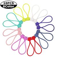Cord Organizers Reusable Twist Ties with Strong Magnet for Bundling and Organizing Cables, Hanging & Holding Keychain, Bookmark, Whiteboard Fridge Magnets, Silicone Cord Winder (8 Colors - 16 Pack)
