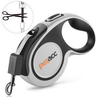 petacc Retractable Dog Leash, Reuse Design Heavy Duty Pet Walking Leash 360° Tangle Free,16ft Strong Nylon Tape, One-Handed Brake, Pause, Lock (Large), Grey