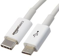 AmazonBasics USB Type-C to Micro-B 2.0 Cable - 6 Feet  (1.8 Meters) - White, 5-Pack