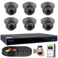 GW Security 8CH Super HD 2592 x 1920p Outdoor Indoor DVR Security System with (6) x 5MP 2592TVL 2.8-12mm Varifocal Zoom Lens 1920P Dome Cameras, QR Code Remote Access