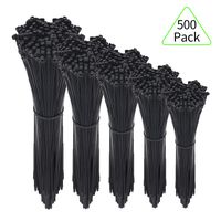 Zip Ties,500 Packs Self-Locking 4+6+8+10+12-Inch Width 0.16inch Nylon Cable Ties,Perfect for Home,Office,Garage and Workshop (Black)