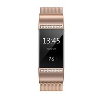 QusFy Metal Band Compatible with Fitbit Charge 2, Slim Thin Stainless Steel Metal with Magnetic Closure Replacement Accessories Small Large for Women Men, Black, Silver, Champagne, Rose Gold, Colorful
